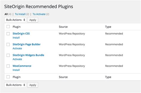 SiteOrigin Installer Plugin.
